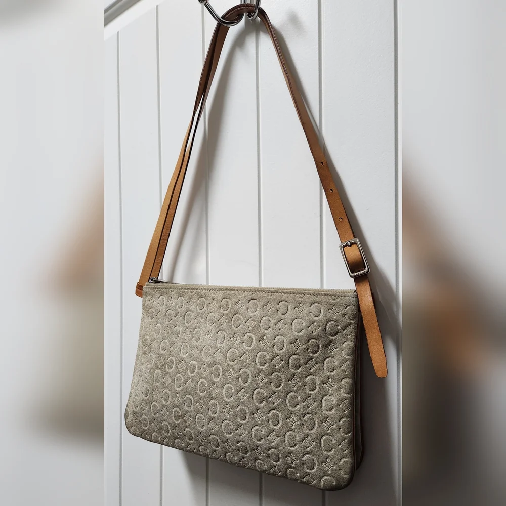 CELINE Macadam C Dual Pouch Suede Shoulder Bag - Picture 3 of 12